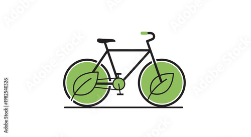 Green bicycle with leaf wheels.