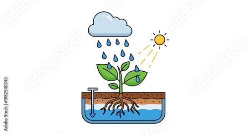 Plant Growing in Water Environment.