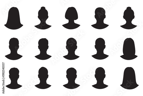Avatar man icon, profile placeholder, anonymous user male gray person identity icon. Simple Gray Avatar Icons Representing Male And Female Profiles. person icon, profile picture
