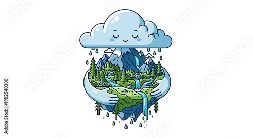 Earth Globe with Green Forest Landscape.