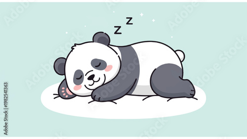 Cute cartoon panda bear sleeping peacefully.