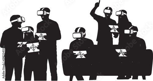 Black Solid AR Biology Student Anatomy Silhouettes Set of Six on White Background