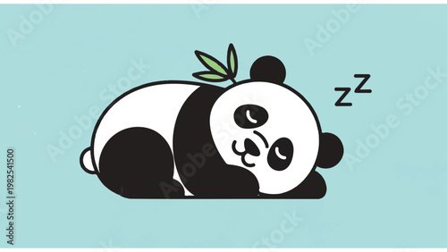 Sleeping Panda Cartoon Character.