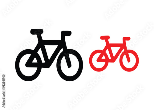Simple icons of a black and red bicycle against a white background, perfect for sport or lifestyle graphics