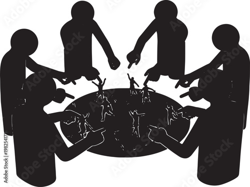 Black Solid AR Projector Stage Choreography Silhouettes Set of Six on White Background