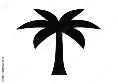 Silhouette of a palm tree in black, a symbol of tropical destinations, beaches, and vacations