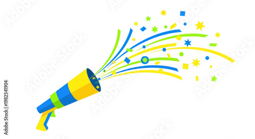 Confetti Popper Blasts Colorful Streamers and Shapes for Celebration