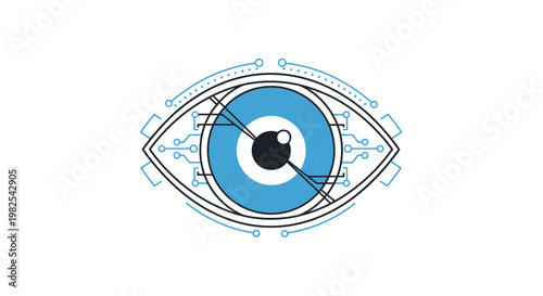 Blue eye with circuit lines.