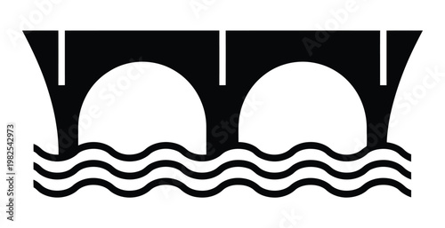 Bridge icon, architecture sign, construction symbol, vector illustration set, minimalist flat and line style graphics