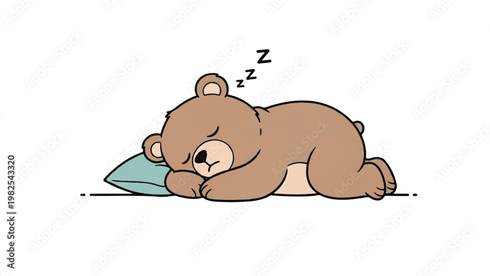 Fototapeta premium Cute brown bear sleeping peacefully.