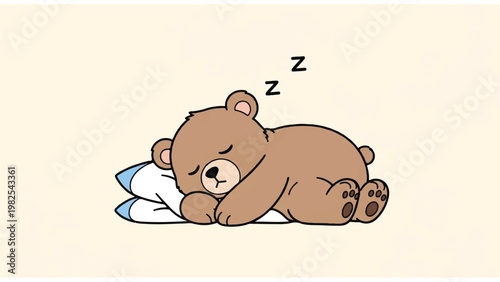 Cute Brown Teddy Bear Sleeping.