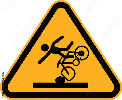 Bicycle Accident Warning Sign – Cycling Hazard Icon Vector