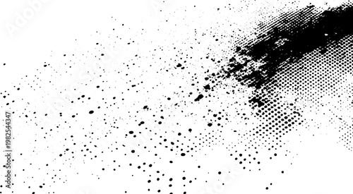 Glitch distorted grunge layer. Noise destroyed texture .Trendy defect error shapes . Overlay grunge texture . Distressed effect .Vector shapes with a halftone dots screen print texture