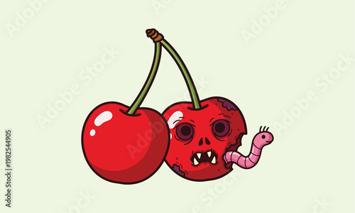 Spooky cherries a halloween themed illustration of cherries with skull and worm details perfect for eerie designs