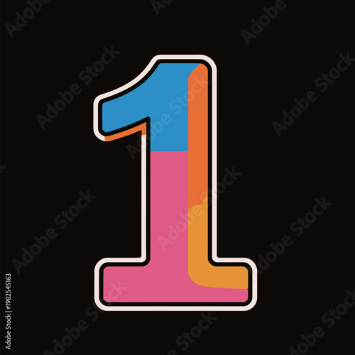 Colorful Number 1 Icon with Black Background