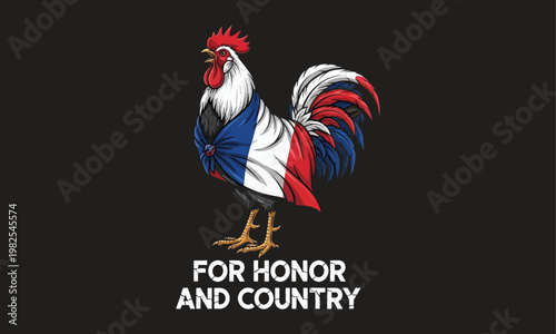 Patriotic rooster illustration a bold symbol of american pride and courage with text overlay
