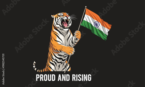 Majestic tiger with indian flag a symbol of national pride and strength
