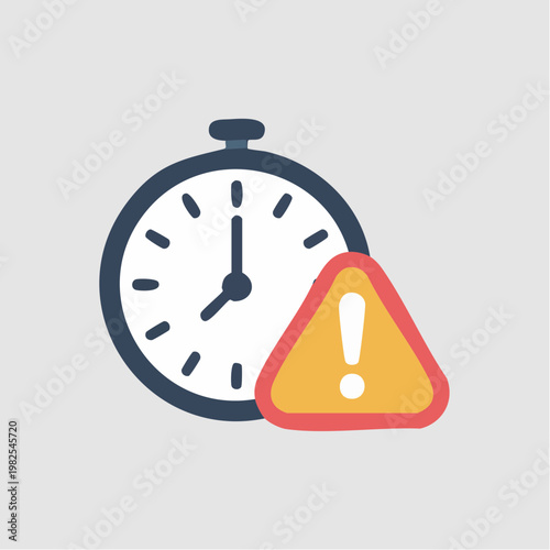 Warning time clock icon with exclamation mark
