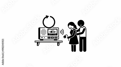 Unplugging Radio A Stick Figure Depiction of a Frustrated Scene