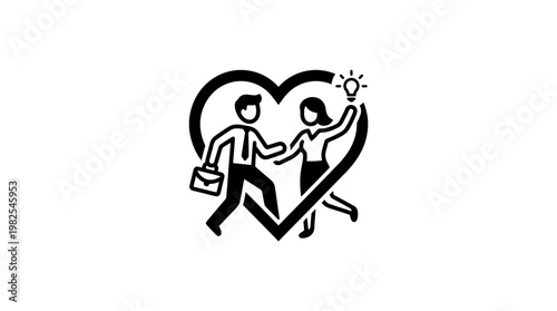 Teamwork And Love Shape Vector Icon