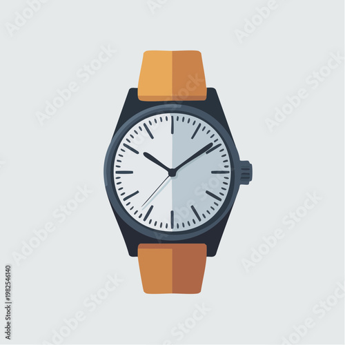 Modern digital illustration of a wristwatch with orange strap