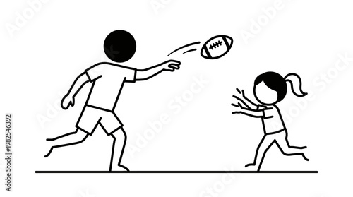 Father And Daughter Playing Catch With Football