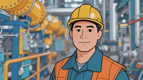 Industrial Worker in Safety Gear at Factory