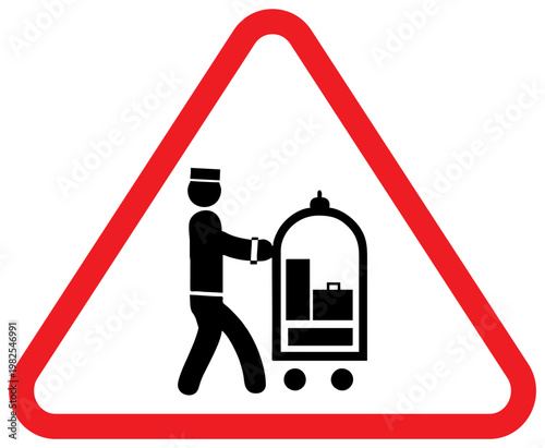 Hotel Bell Service Sign – Tourism Luggage Cart Icon Vector