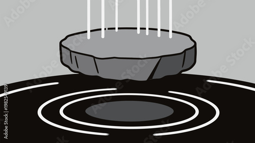 Levitating Stone with Concentric Circles and Rays