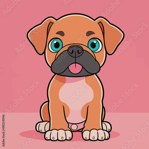 Cute Cartoon Boxer Puppy Illustration