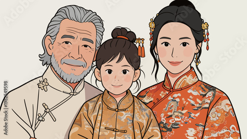 Family Portrait with Traditional Chinese Clothing