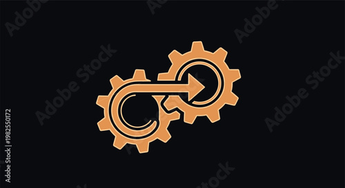 Automation Process Gear Icon with Circular Arrows Workflow System Update Technology Vector Illustration