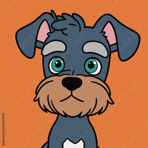 Cute Cartoon Schnauzer Dog Portrait