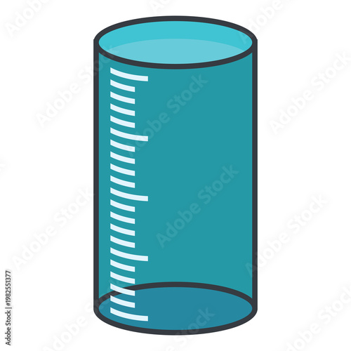 Illustration of a laboratory measuring cylinder, designed in a flat style. Simple design of a laboratory measuring cylinder. Science icon.