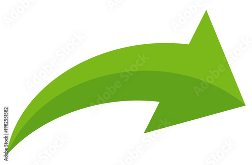 Green arrow vector icon showing direction symbol with flat style design. Jump icon