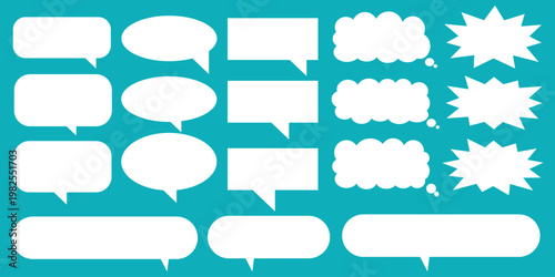 A set of chat box designs for comments on social media or comics. Vector designs of speech bubbles, text boxes, and conversation chat columns in comics.	
