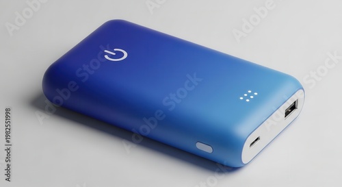 Sleek blue portable power bank for on-the-go device charging with modern minimalist design