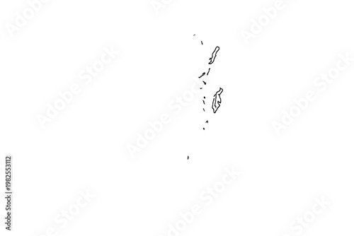 Vector Outline Map of Belize with Offshore Islands and Cayes. Minimalist Black Line Border Design on White Background. Simple Flat Illustration for Geography, Travel, Education, and Infographics.