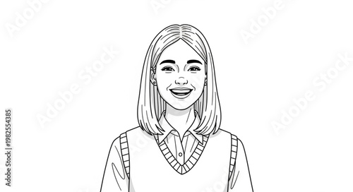 Smiling young woman in a sweater, looking directly at the camera with a happy expression.