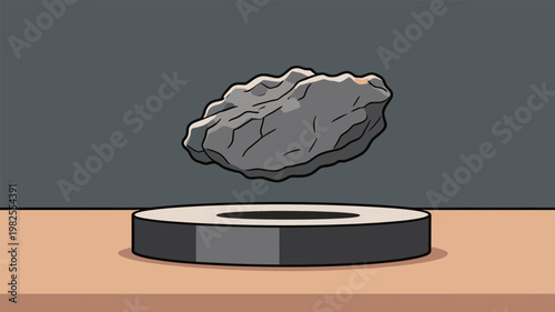 Levitating Rock on Magnetic Base Illustration