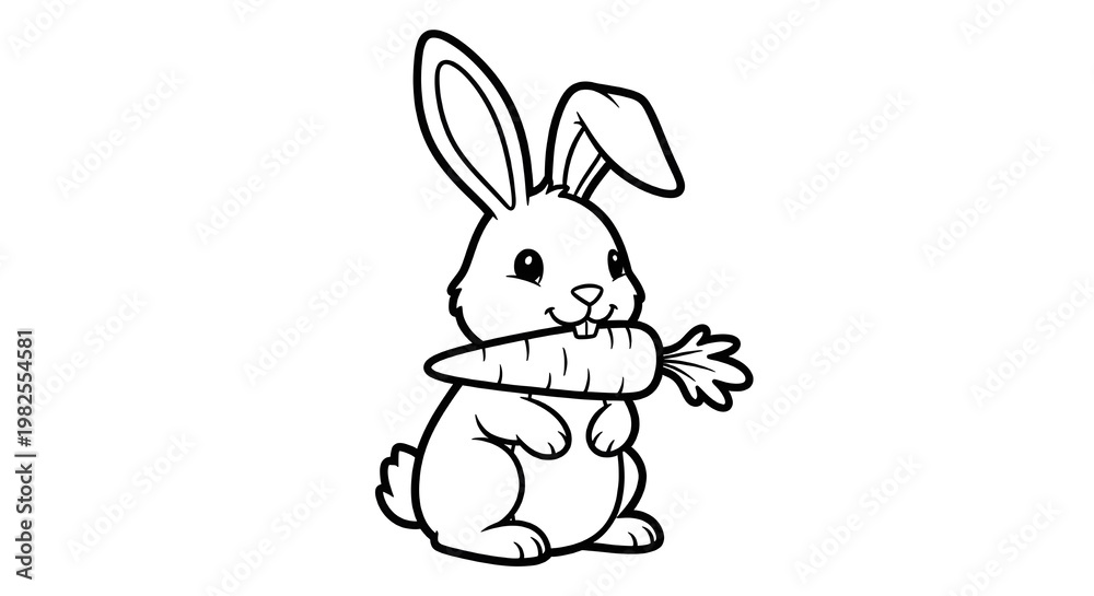 Obraz premium cute cartoon rabbit holding whisk in playful kitchen illustration