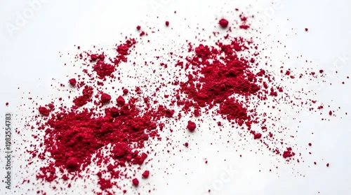 Fototapeta Red Powder Spilled on White Surface in Artistic Composition