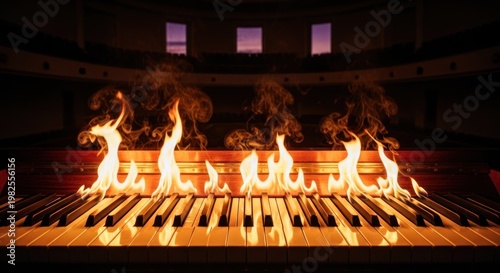 Piano Ablaze - A Fiery Performance of Music and Destruction.