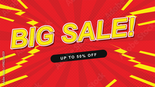 Big sale up to 50 percent off promotional banner