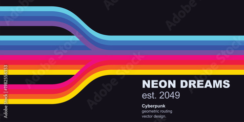 Neon dreams 2049 cyberpunk geometric routing vector design