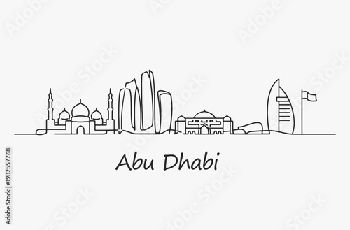 Flat Design one line without breaking the Abu Dhabi city.