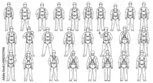 Soldiers in Uniform - A Detailed Black and White Illustration.