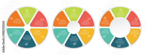 Set of vector infographic circle templates. Template diagram for business presentation, report, brochure.  Business concept with data processes. 