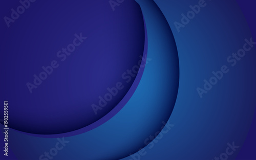 深いブルーのグラデーションで構成された抽象的な円形レイヤー、奥行きと静けさを表現したモダン背景デザイン