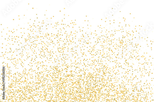 白背景に舞い広がる繊細なゴールドドットのグラデーション散布背景｜上品で清潔感のあるシンプルな装飾デザイン素材